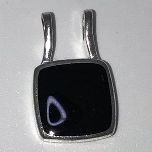 Sterling Silver And Onyx Square Pendant